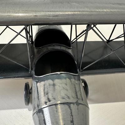 Metal Sculpture Airplane with Rotating Propeller