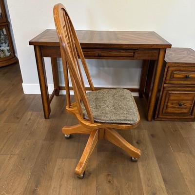 COMPUTER DESK WITH FILE CABINET AND CHAIR