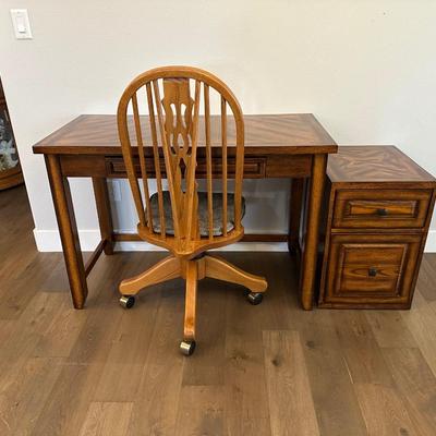COMPUTER DESK WITH FILE CABINET AND CHAIR