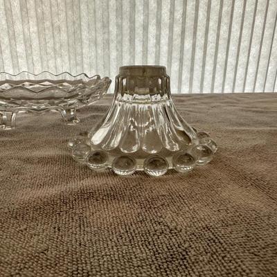 PAIR OF CANDLEWICK CANDLE HOLDERS AND FOSTORIA