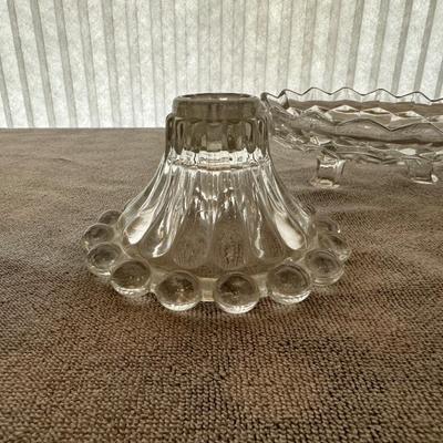 PAIR OF CANDLEWICK CANDLE HOLDERS AND FOSTORIA