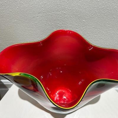 Multicolor Flared Art Glass Vase