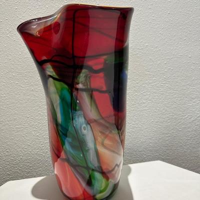 Multicolor Flared Art Glass Vase