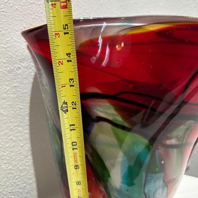 Multicolor Flared Art Glass Vase