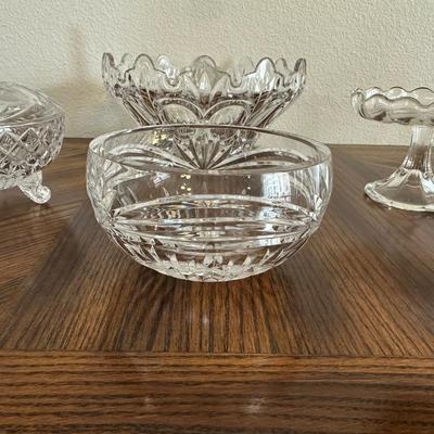 CRYSTAL BOWL, CANDY DISH AND SERVICE PIECES