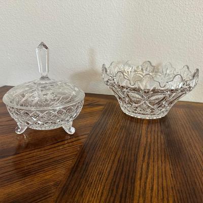 CRYSTAL BOWL, CANDY DISH AND SERVICE PIECES
