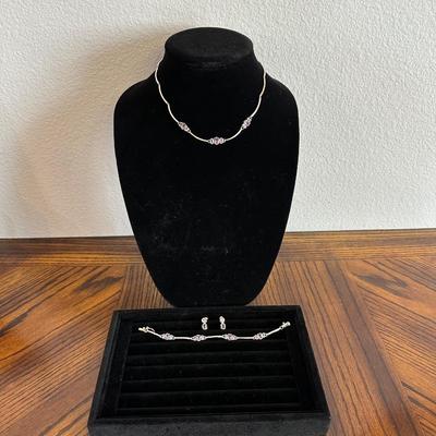 GORGEOUS 925 STAMPED MATCHING NECKLACE, EARRINGS AND BRACELET