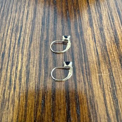 CHARMING 14K PAIR OF EARRINGS WITH BLUE STONE