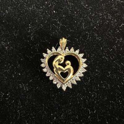 CUTE MOTHER/CHILD HEART PENDANT
