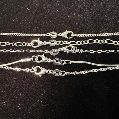 5 NECKLACES STAMPED 925 AND 925 “FAITH” RING