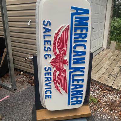 Vintage American Kleaner Sales & Service 2 Sided Sign Gulf Sign Co. Torrance Calif.