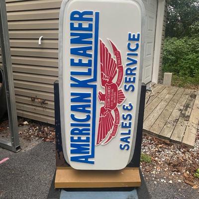 Vintage American Kleaner Sales & Service 2 Sided Sign Gulf Sign Co. Torrance Calif.