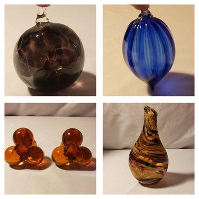 Hand-blown Glass Vase , Ornaments and Amber Colored Candlesticks (LR-KD)