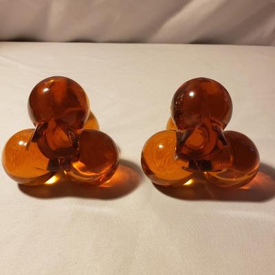 Hand-blown Glass Vase , Ornaments and Amber Colored Candlesticks (LR-KD)