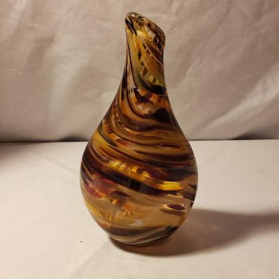 Hand-blown Glass Vase , Ornaments and Amber Colored Candlesticks (LR-KD)