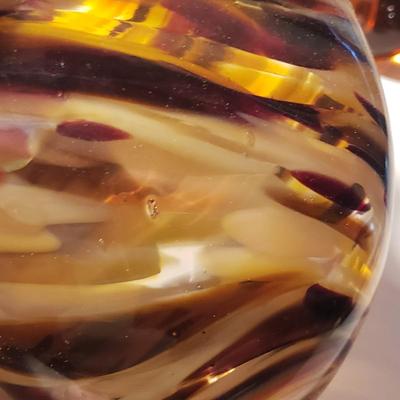Hand-blown Glass Vase , Ornaments and Amber Colored Candlesticks (LR-KD)