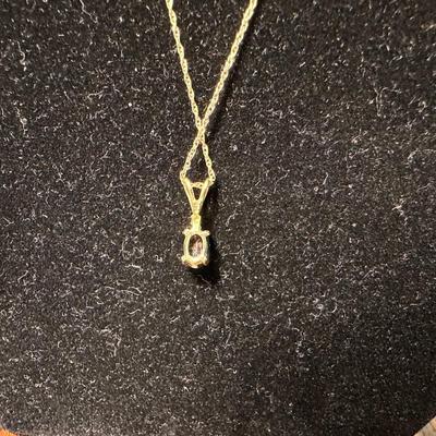 BEAUTIFUL 14K MATCHING NECKLACE AND EARRINGS WITH BLUE STONES