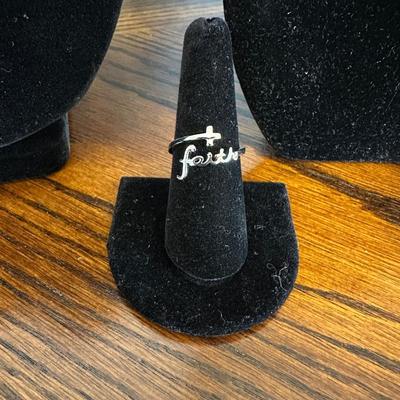 5 NECKLACES STAMPED 925 AND 925 “FAITH” RING