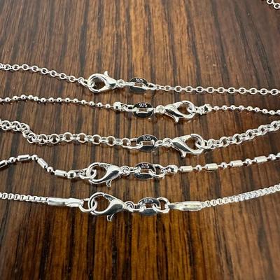 5 NECKLACES STAMPED 925 AND 925 “FAITH” RING
