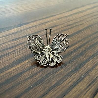 CUTE 925 BUTTERFLY RING AND PIN AND 925 COLLAR NECKLACE