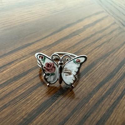 CUTE 925 BUTTERFLY RING AND PIN AND 925 COLLAR NECKLACE