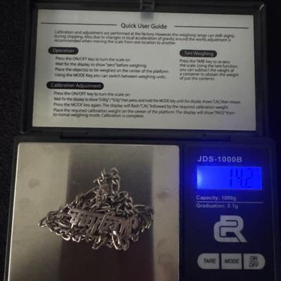 Sale Photo Thumbnail #96: Approximately 21inches long. 
“Meghan” Charm. 
All sterling silver 
Weighs 14.2 grams