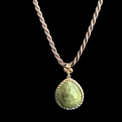 Black Cord Sterling Silver Pendant Necklace