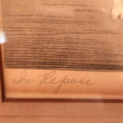 Lot #6 Courcelles 1920's print "In Repose" - pencil signed - Framed