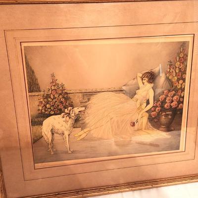Lot #6 Courcelles 1920's print "In Repose" - pencil signed - Framed