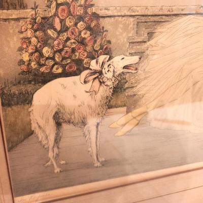 Lot #6 Courcelles 1920's print "In Repose" - pencil signed - Framed