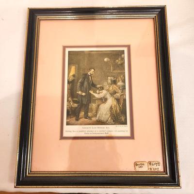 Lot #14 "Lincoln's Last Official Act" - framed print