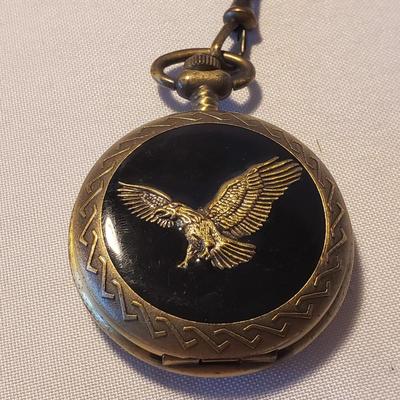 Benrus Eagle Pocket Watch, Cufflinks and Tie Pins (LR-KD)