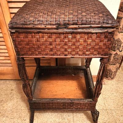 Lot #19 Victorian Rattan Sewing/Work Box