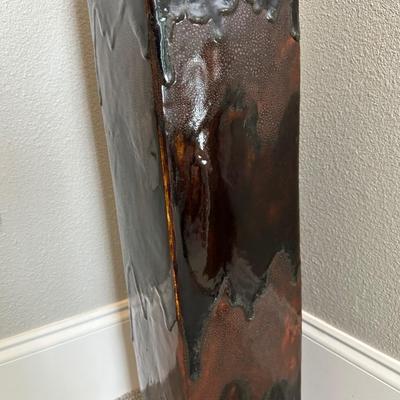 Tall Square Black Ceramic Floor Vase with Decorative Brown Branches