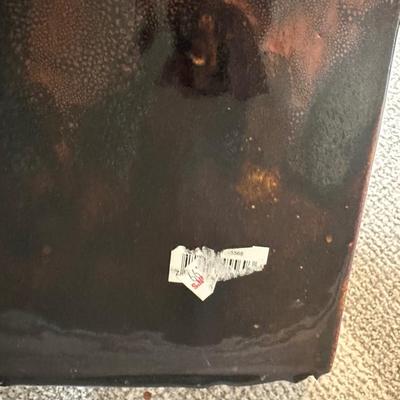Tall Square Black Ceramic Floor Vase with Decorative Brown Branches