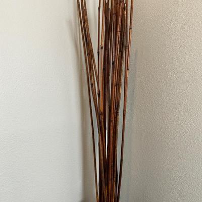 Tall Square Black Ceramic Floor Vase with Decorative Brown Branches