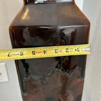 Tall Square Black Ceramic Floor Vase with Decorative Brown Branches