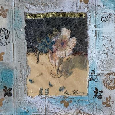 Framed Original Mixed Media Artwork “Flower II” by Annabel Hewitt