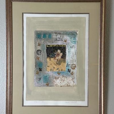 Framed Original Mixed Media Artwork “Flower II” by Annabel Hewitt