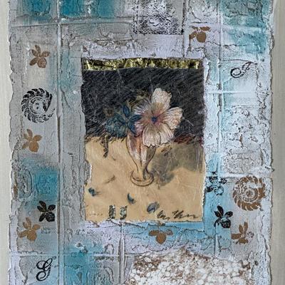Framed Original Mixed Media Artwork “Flower II” by Annabel Hewitt