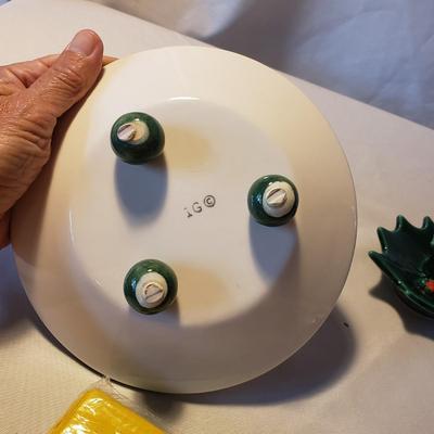 Ceramic Candle Holders-Lefton, Metal Card Holder and NIB Paper Products (LR-KD)