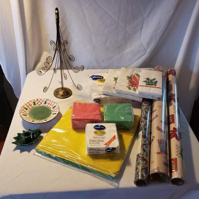 Ceramic Candle Holders-Lefton, Metal Card Holder and NIB Paper Products (LR-KD)
