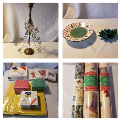 Ceramic Candle Holders-Lefton, Metal Card Holder and NIB Paper Products (LR-KD)