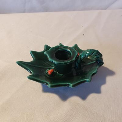 Ceramic Candle Holders-Lefton, Metal Card Holder and NIB Paper Products (LR-KD)