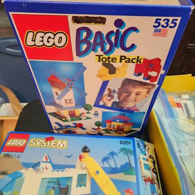Mixed Lot of Lego Blocks and Figures, Basic Tote, 6247,6351, not sure if any are complete sets