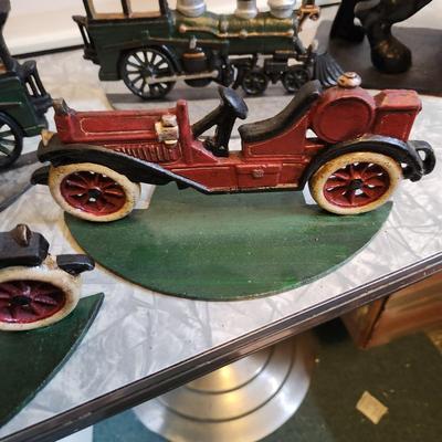 3 set of Cast Metal Bookends Dog Train Car Department 56