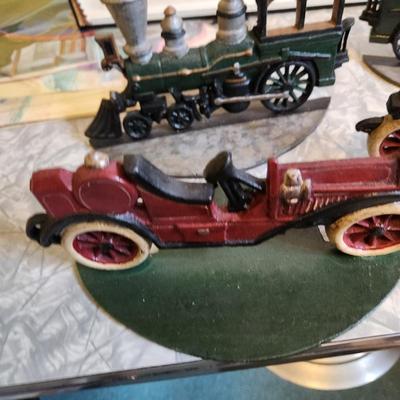 3 set of Cast Metal Bookends Dog Train Car Department 56