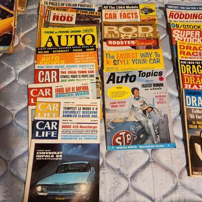 Lot of 1960's Vintage Car Magazines Car Life, Auto Sports, Rod Builder, Rodding, Super Stock, Drag racing, Motorcade, 1964 Fall Auto...