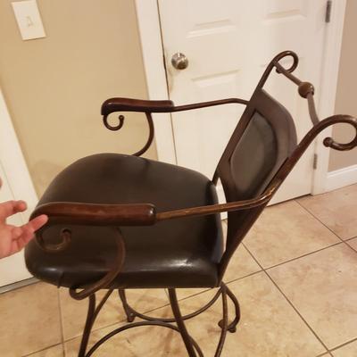 Four Wood and Metal Bar Stools (K-KD)