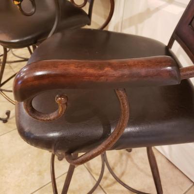 Four Wood and Metal Bar Stools (K-KD)
